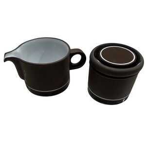Lancaster Vitramic Hornsea Contrast Creamer and Sugar Bowl Set Brown England